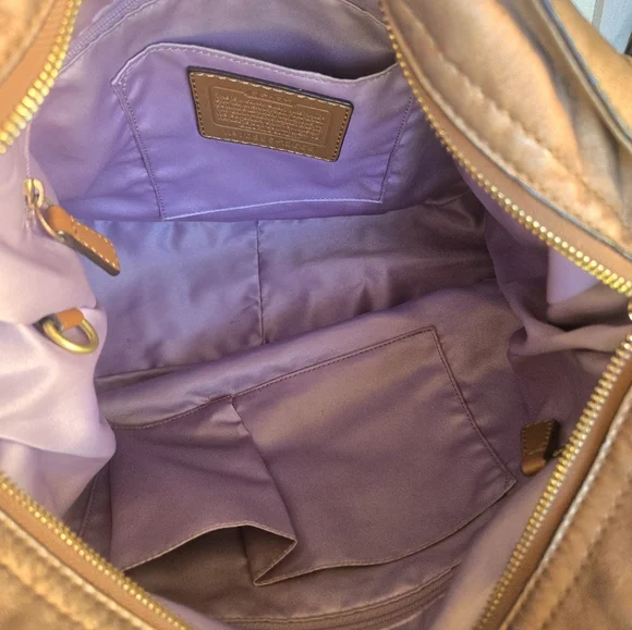 Coach Leather Carly Hobo Shoulder Bag – Brown Metallic - Picture 4 of 9